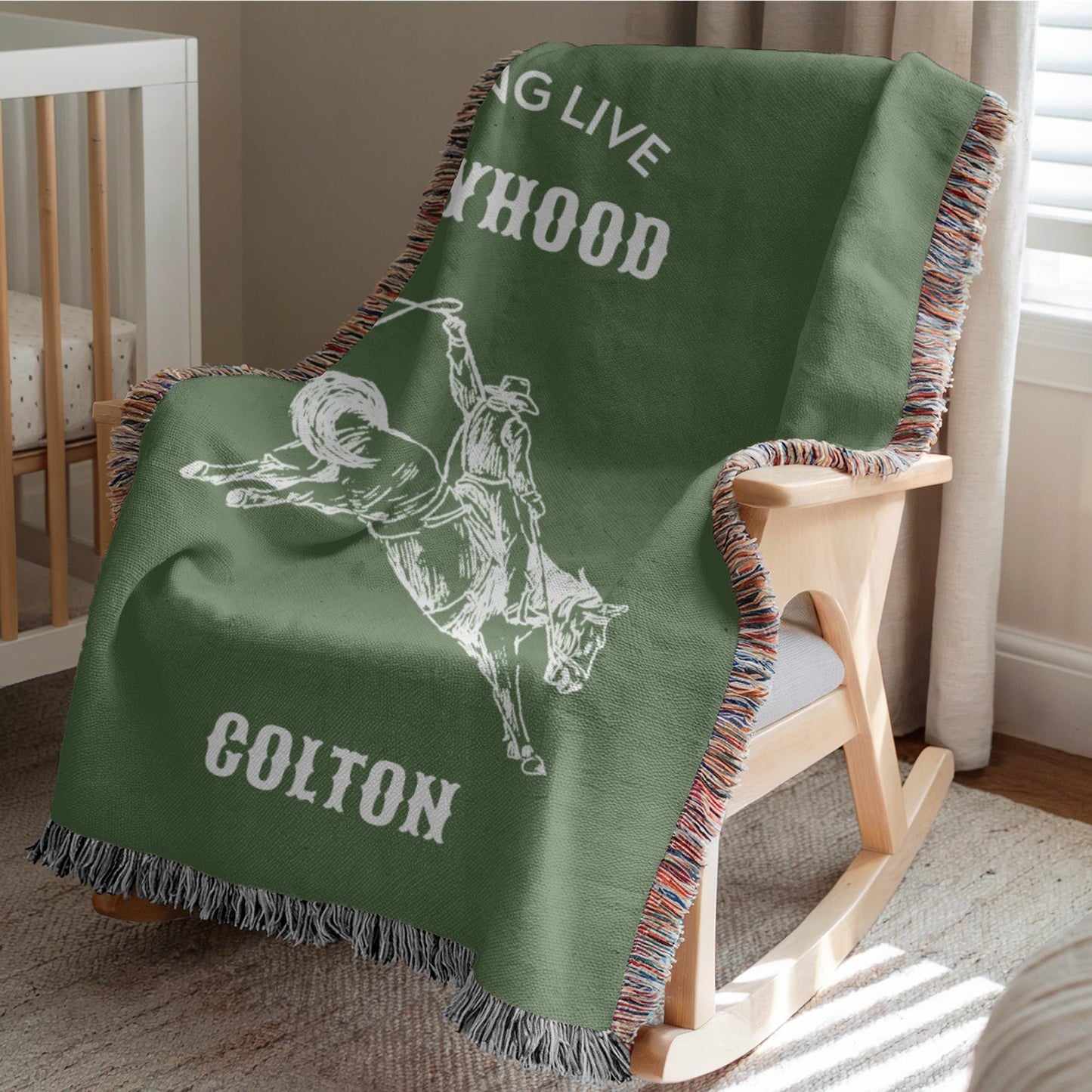 Green Western Nursery Woven Blanket