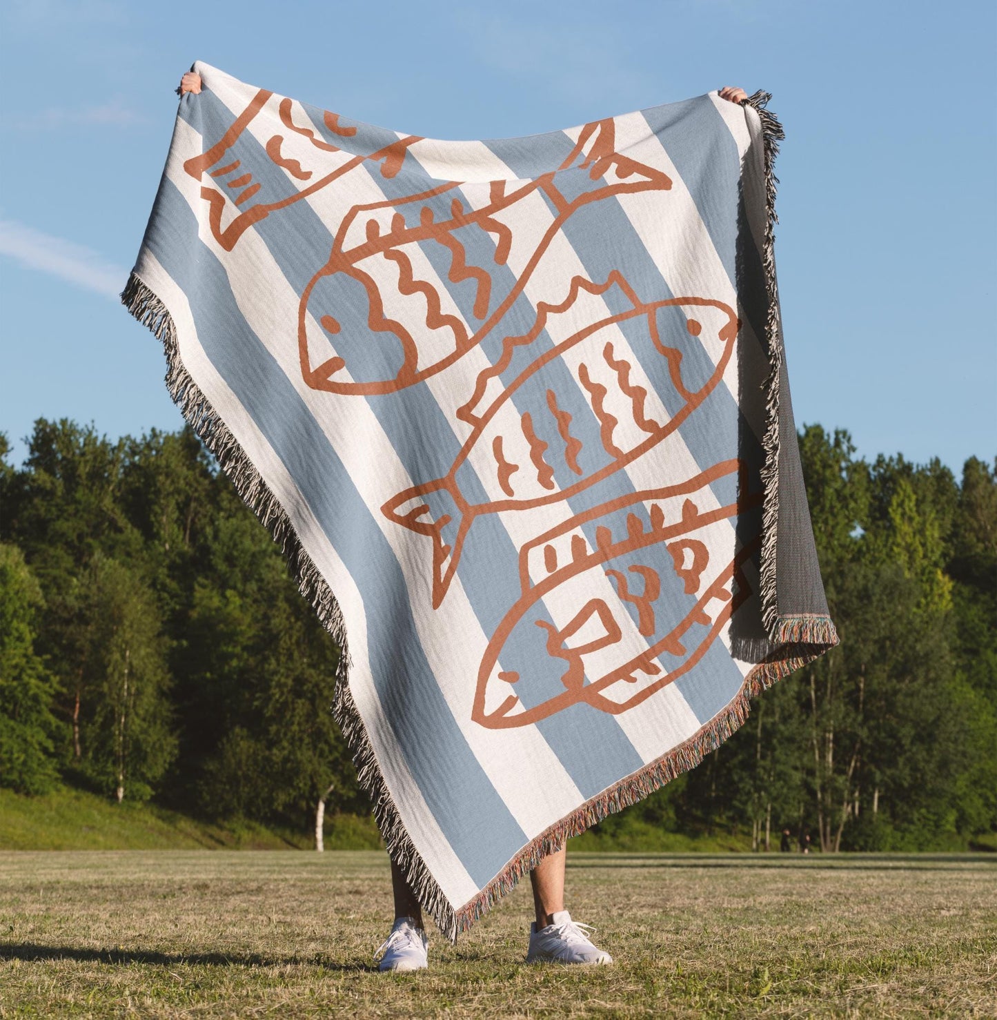 Striped Sardine Fisherman Woven Blanket