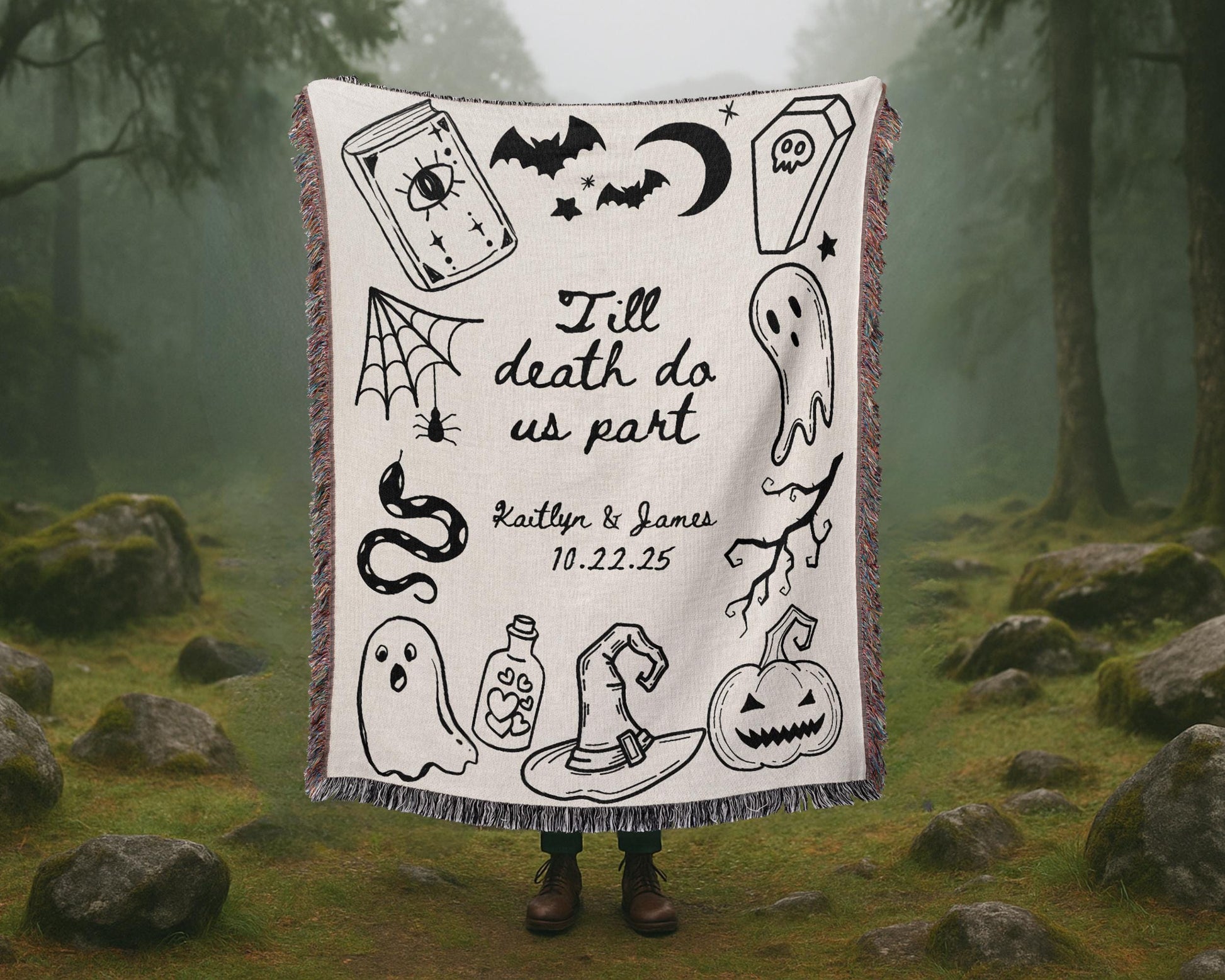 Gothic Custom Wedding Woven Blanket - Oh Happy Blankets