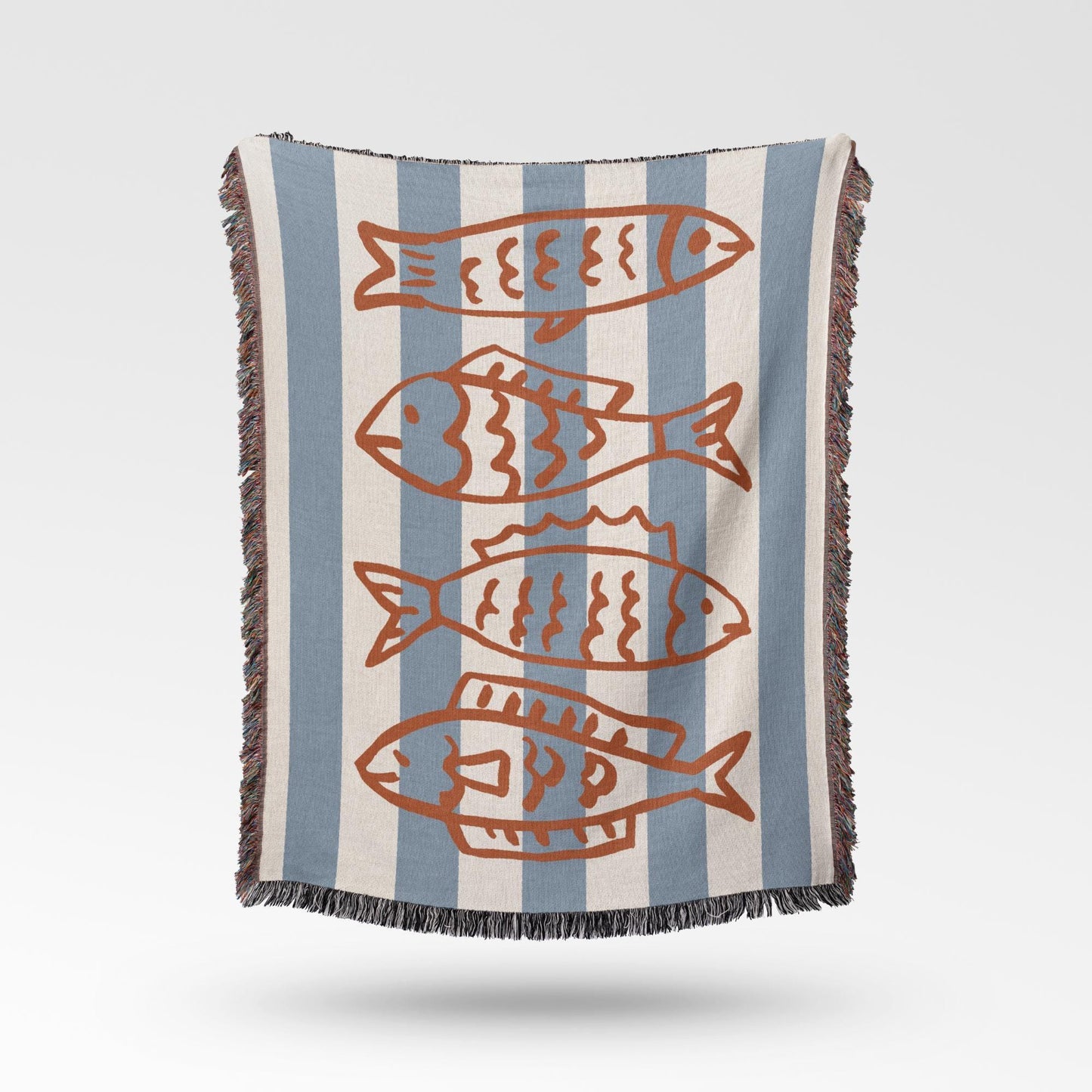 Striped Sardine Fisherman Woven Blanket
