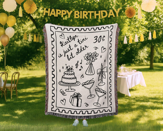 Birthday Gift: Custom Style Woven Blanket with premium cotton material, thoughtful gift for special occasions.