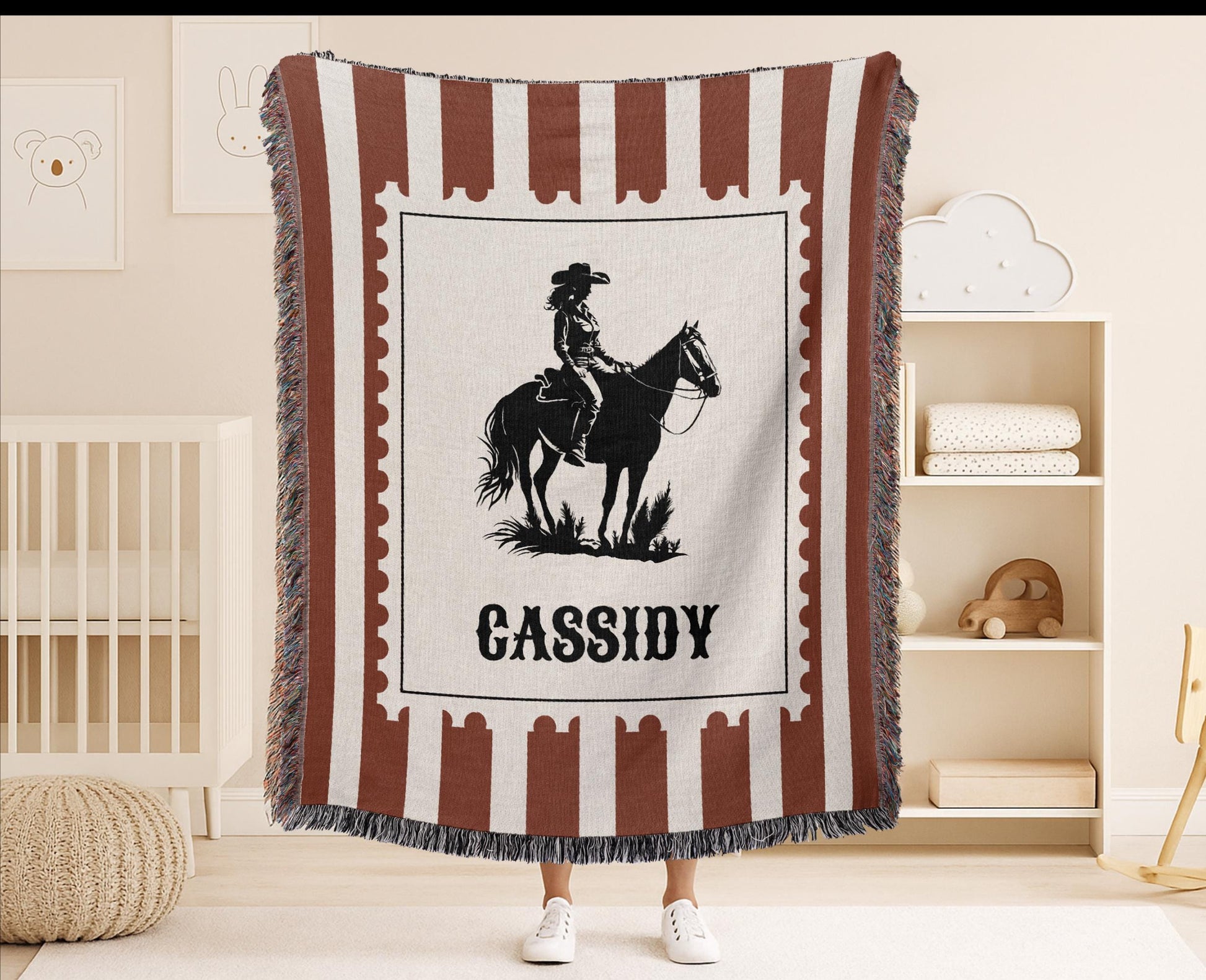 Vintage Cowgirl Custom Woven Blanket - Oh Happy Blankets