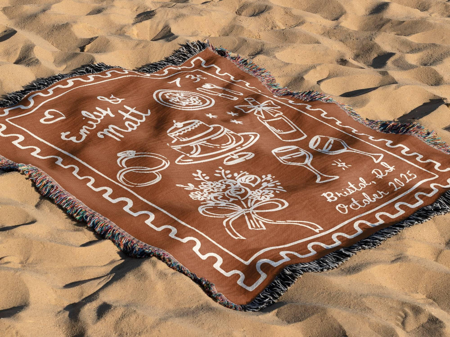 Terracotta Orange Wedding Woven Blanket