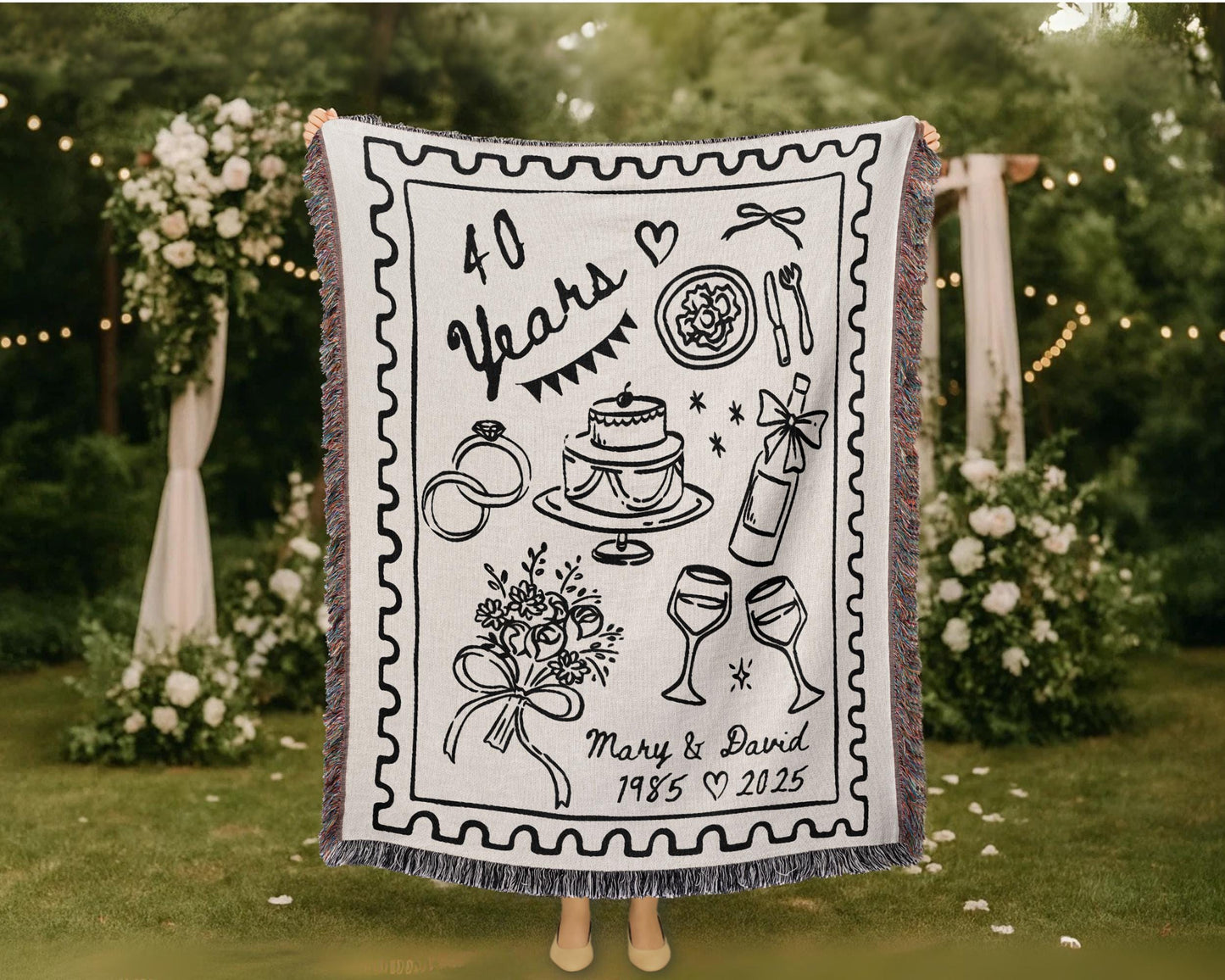 40th Wedding Anniversary Woven Blanket