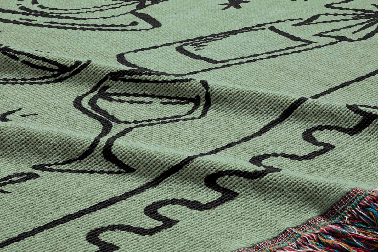 Sage Green Wedding Stamp Woven Blanket
