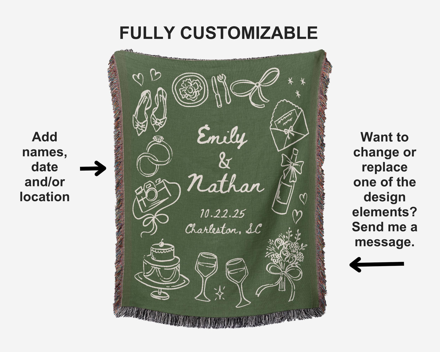 Green Wedding Woven Blanket