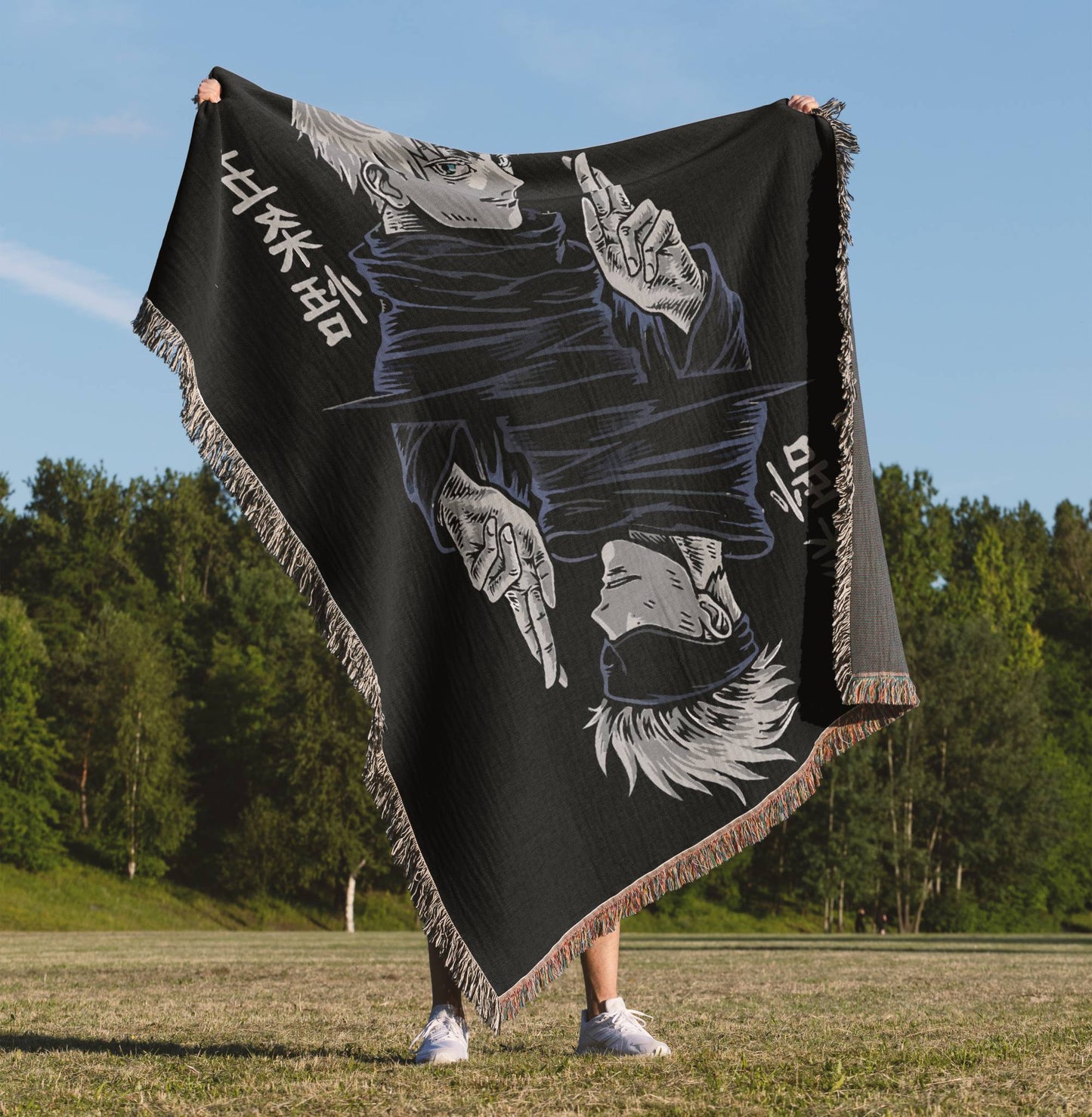 Black Anime Woven Blanket