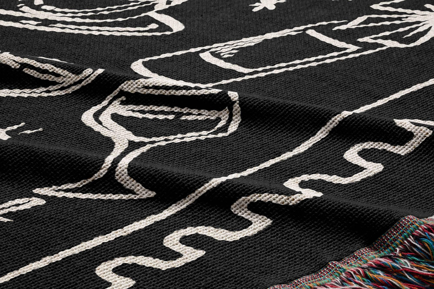 Black Wedding Stamp Woven Blanket
