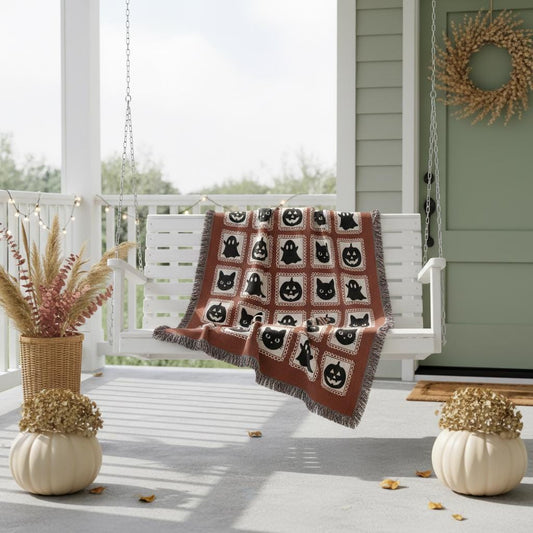 Red Halloween Woven Throw Blanket - Oh Happy Blankets