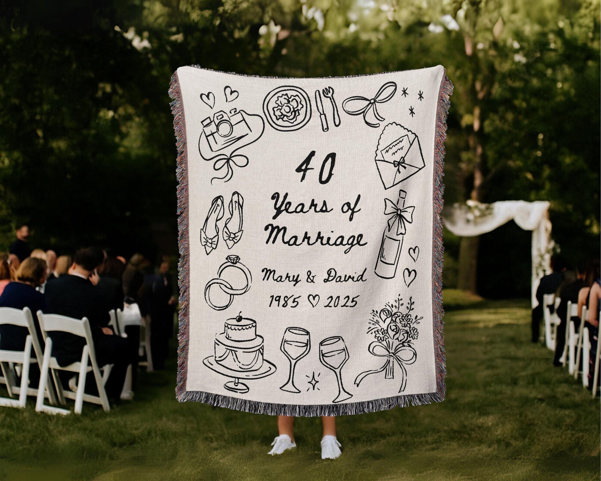 40th Anniversary Custom Names Woven Blanket - Oh Happy Blankets