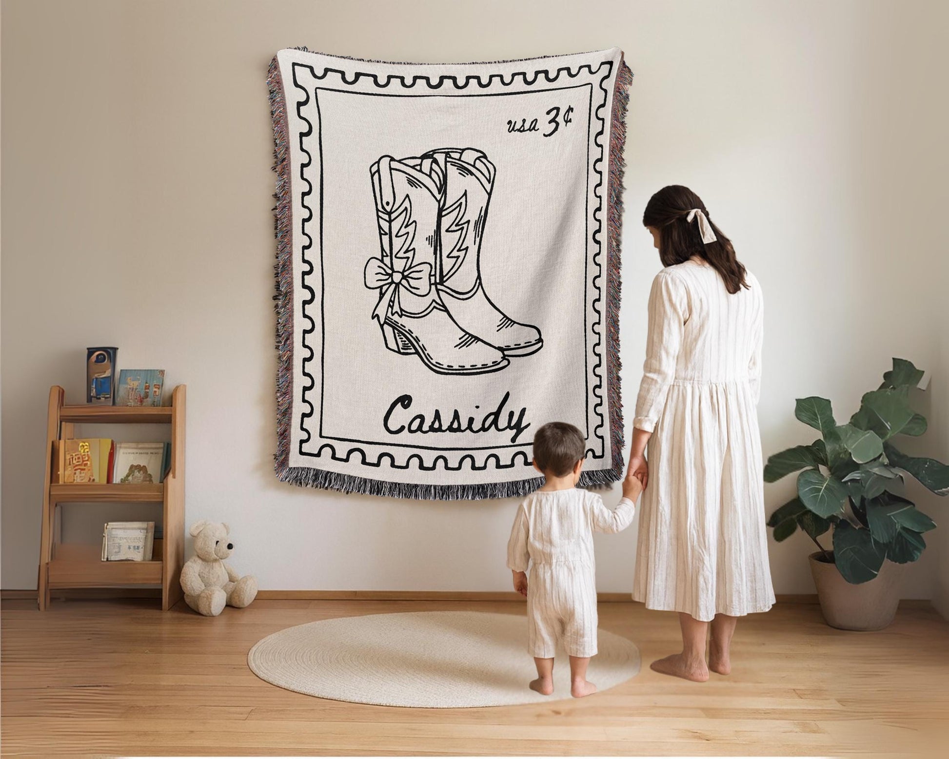 Western Cowgirl Boots Woven Blanket - Oh Happy Blankets