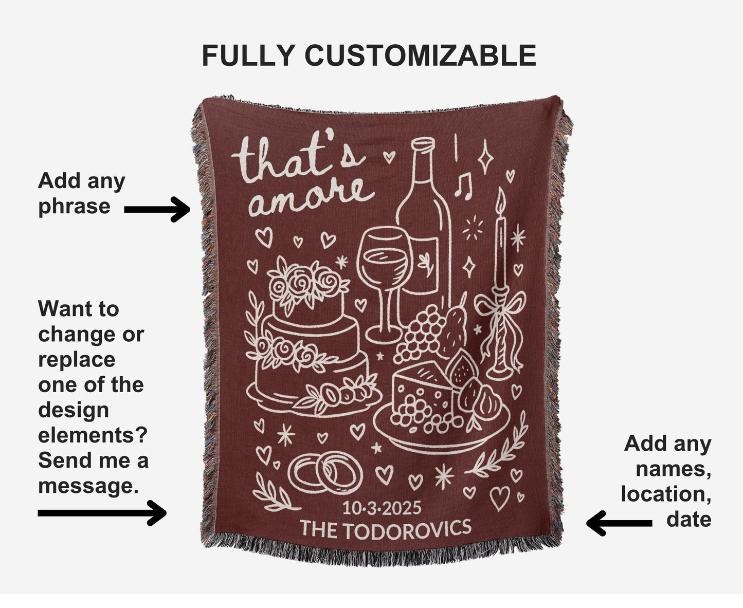 Red That's Amore Woven Blanket