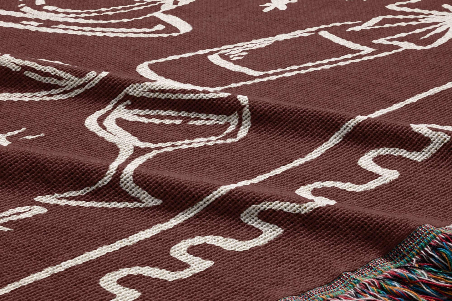 Cherry Red Wedding Stamp Woven Blanket