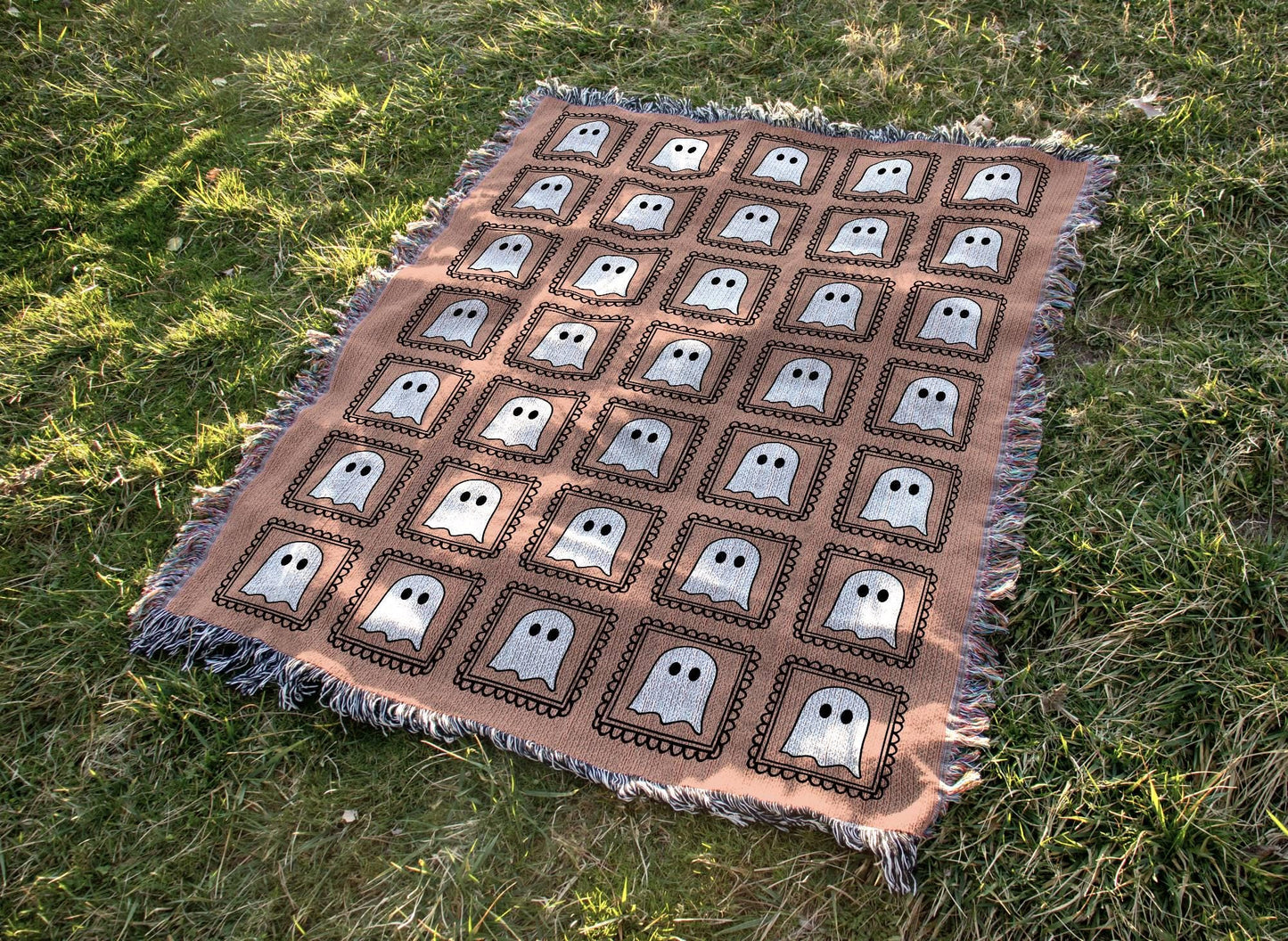 Pastel Kawaii Ghost Woven Blanket - Oh Happy Blankets