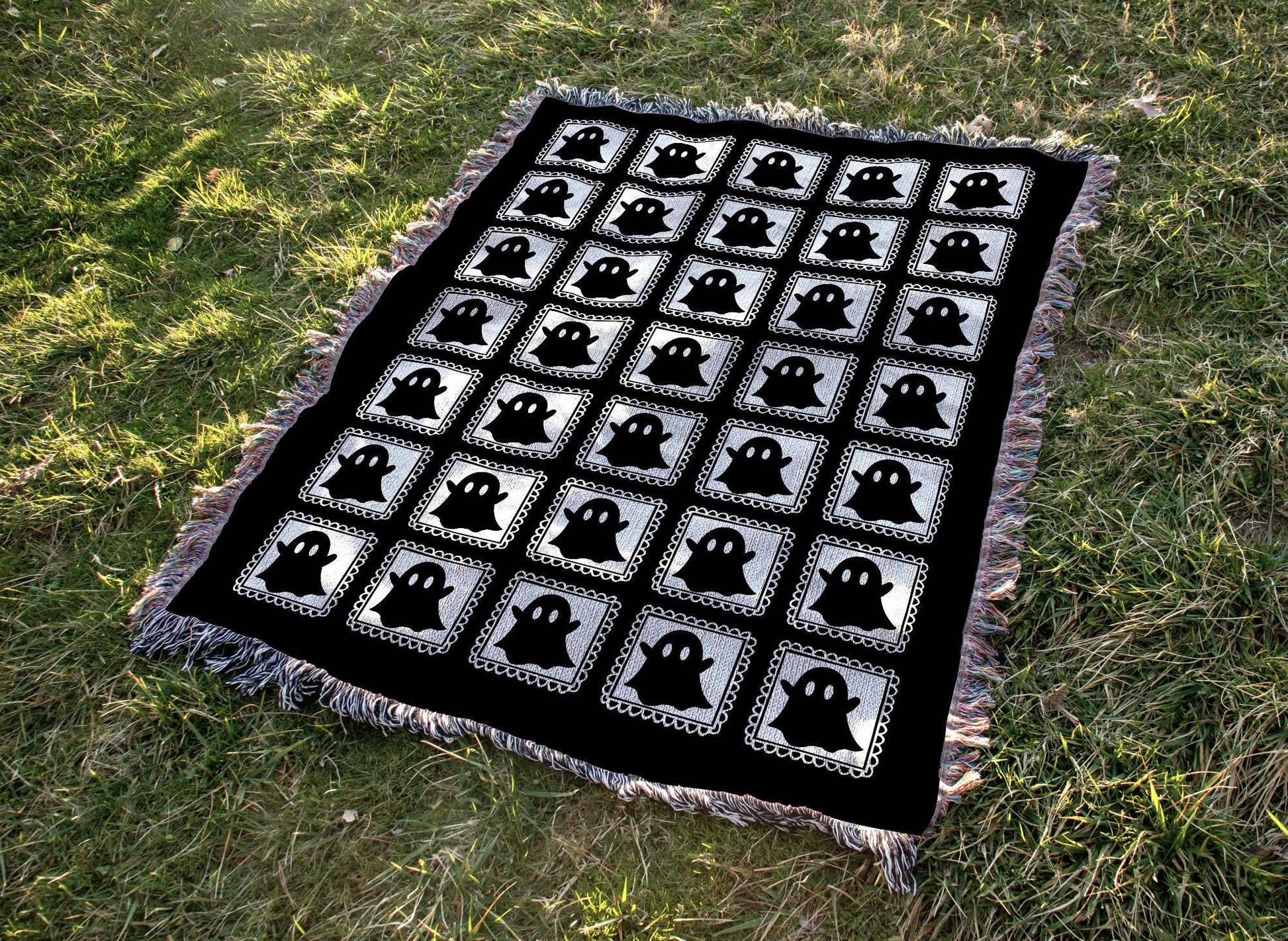 Gothic Halloween Ghost Woven Blanket - Oh Happy Blankets