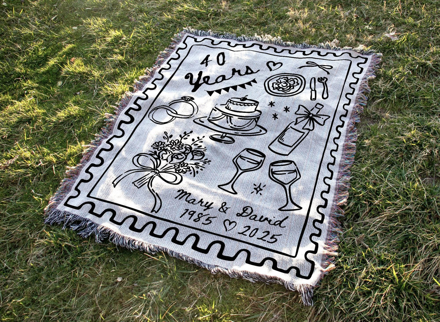 40th Wedding Anniversary Woven Blanket