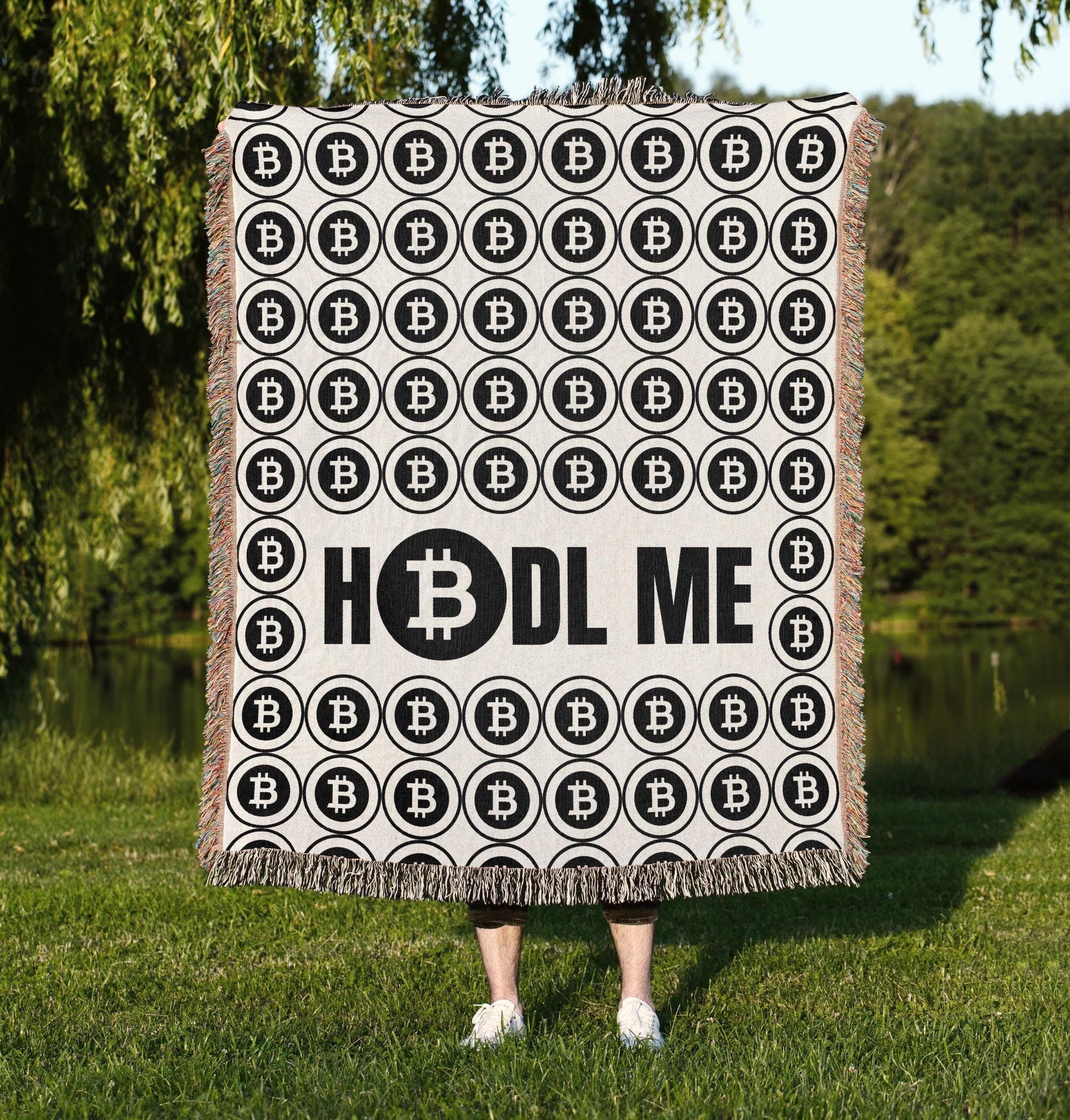 Bitcoin Crypto Woven Blanket Throw - Oh Happy Blankets