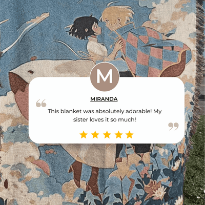 Howl & Sophie Woven Blanket – Ghibli Inspired Moving Castle Throw, Japanese Anime Gift - Oh Happy Blankets
