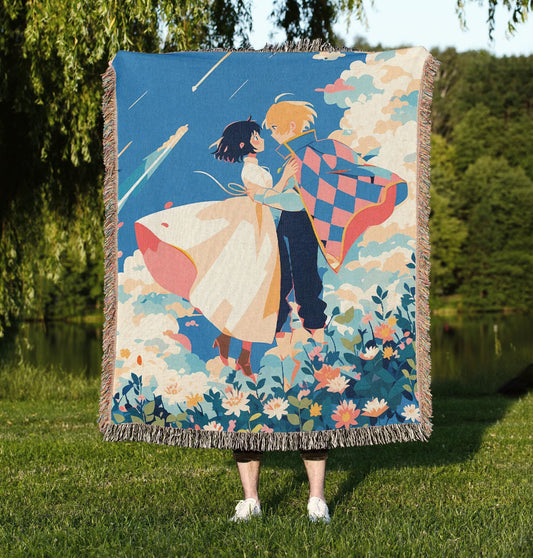 Howl & Sophie Woven Blanket – Ghibli Inspired Moving Castle Throw, Japanese Anime Gift - Oh Happy Blankets