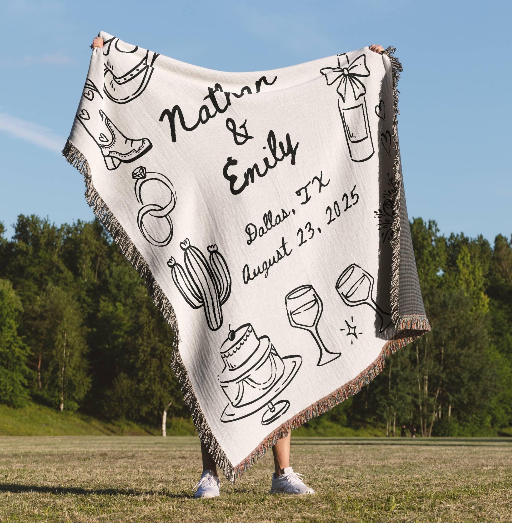 Western Custom Wedding Woven Blanket - Oh Happy Blankets