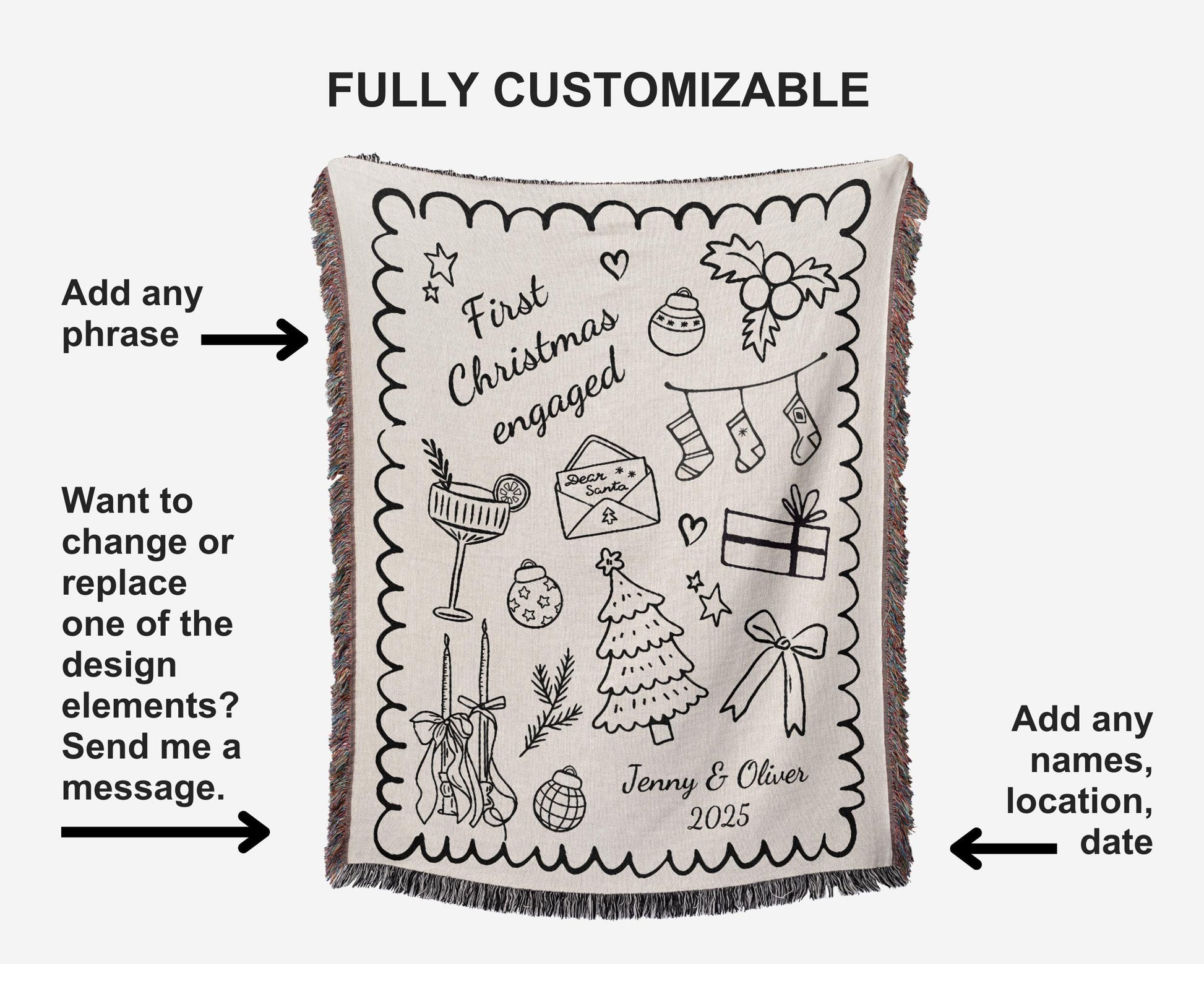 Personalized First Christmas Woven Blanket - Oh Happy Blankets