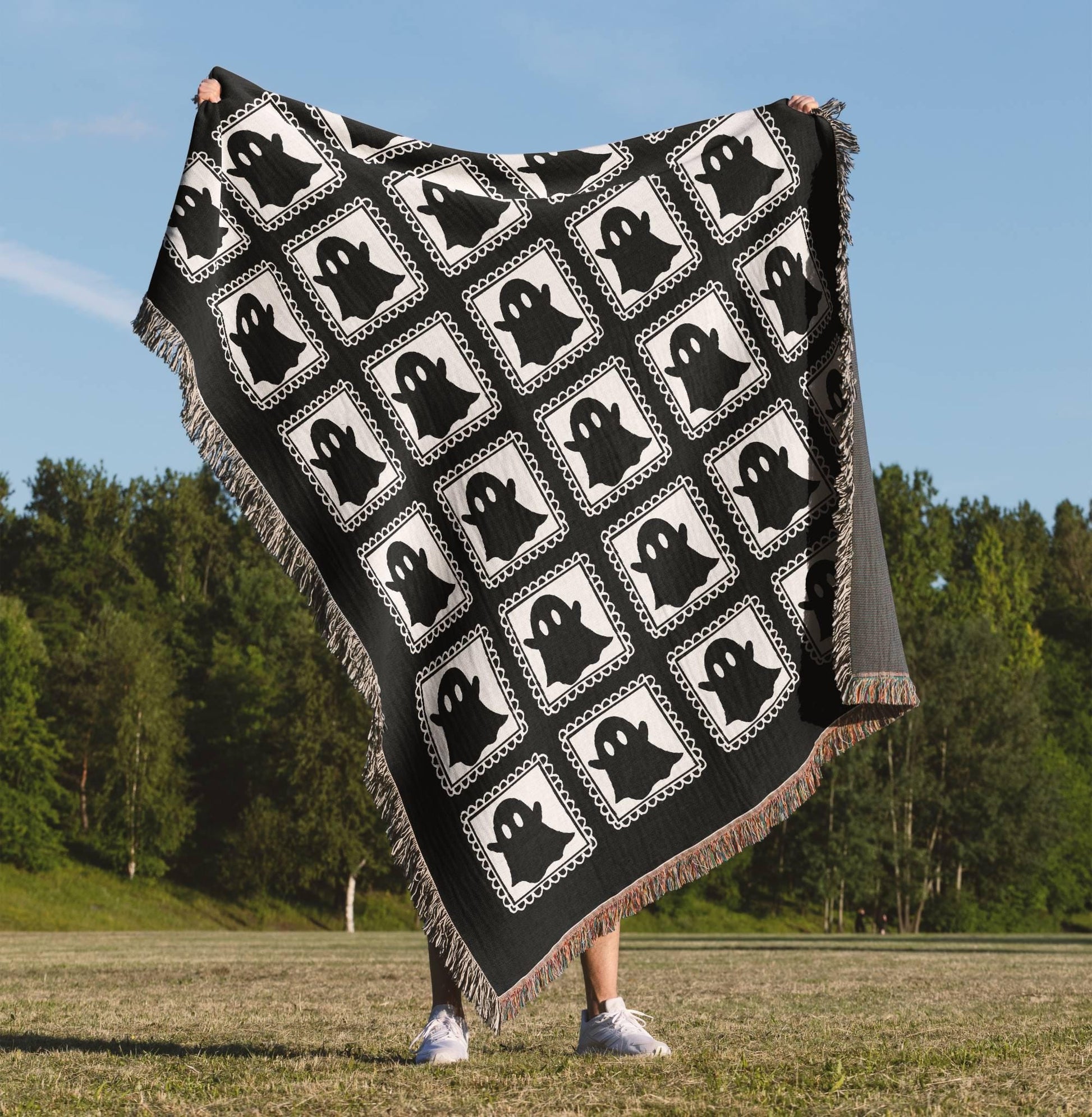 Gothic Halloween Ghost Woven Blanket - Oh Happy Blankets