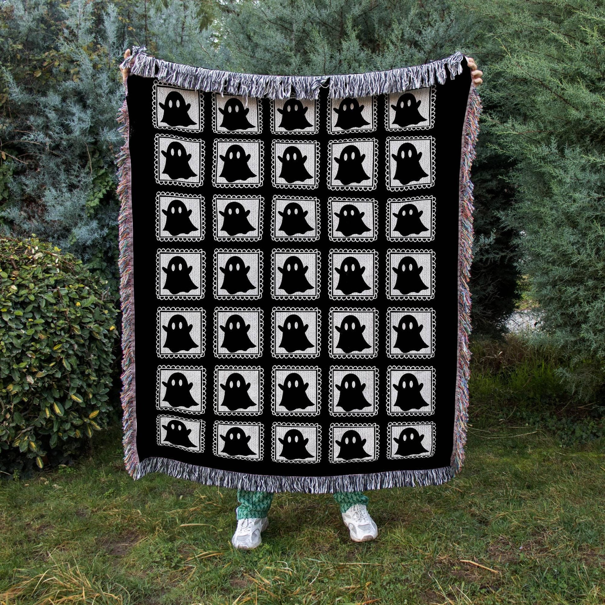Gothic Halloween Ghost Woven Blanket - Oh Happy Blankets