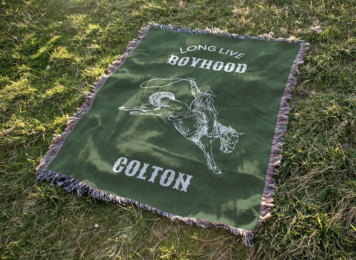 Green Western Nursery Woven Blanket