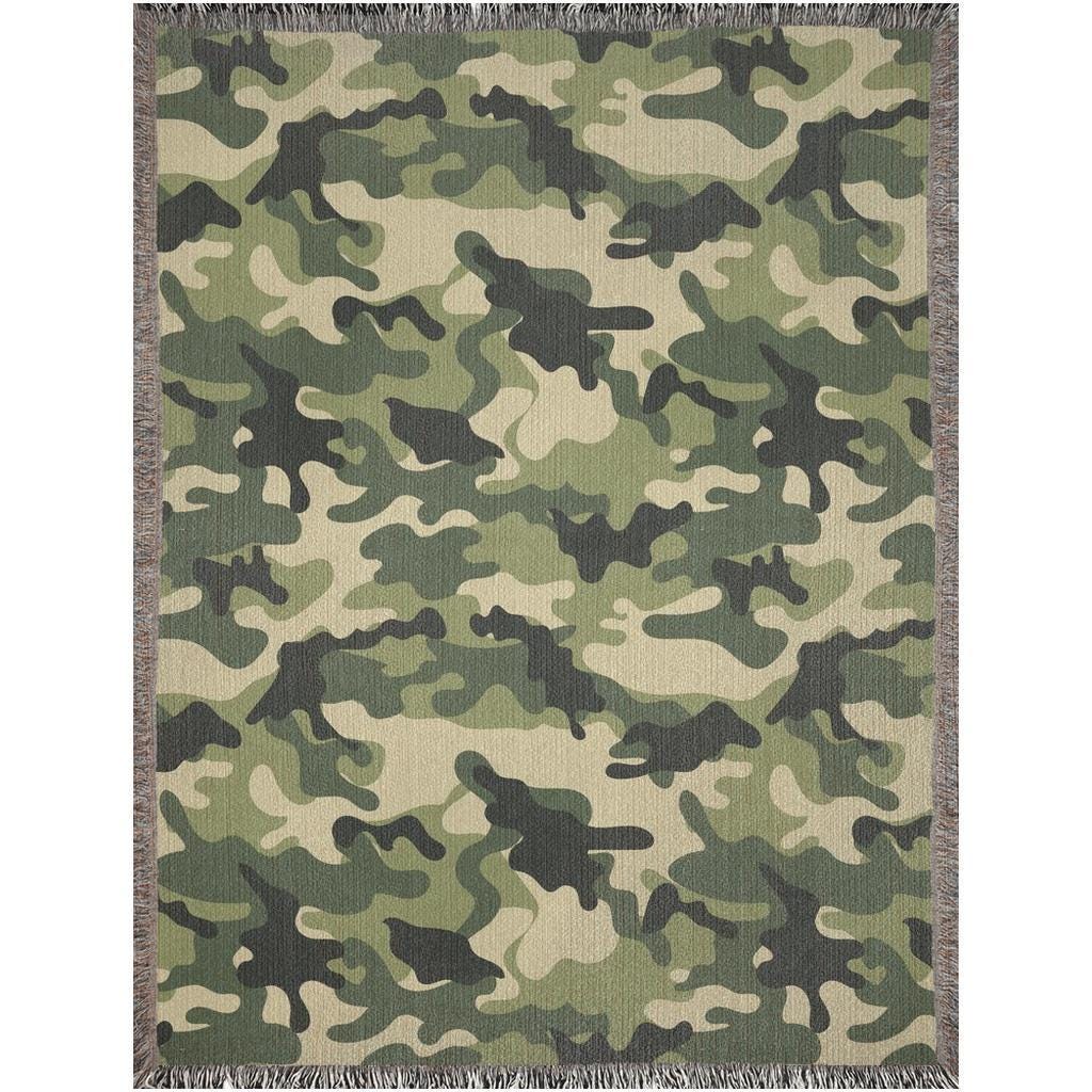 Green Camo Woven Throw Blanket - Oh Happy Blankets