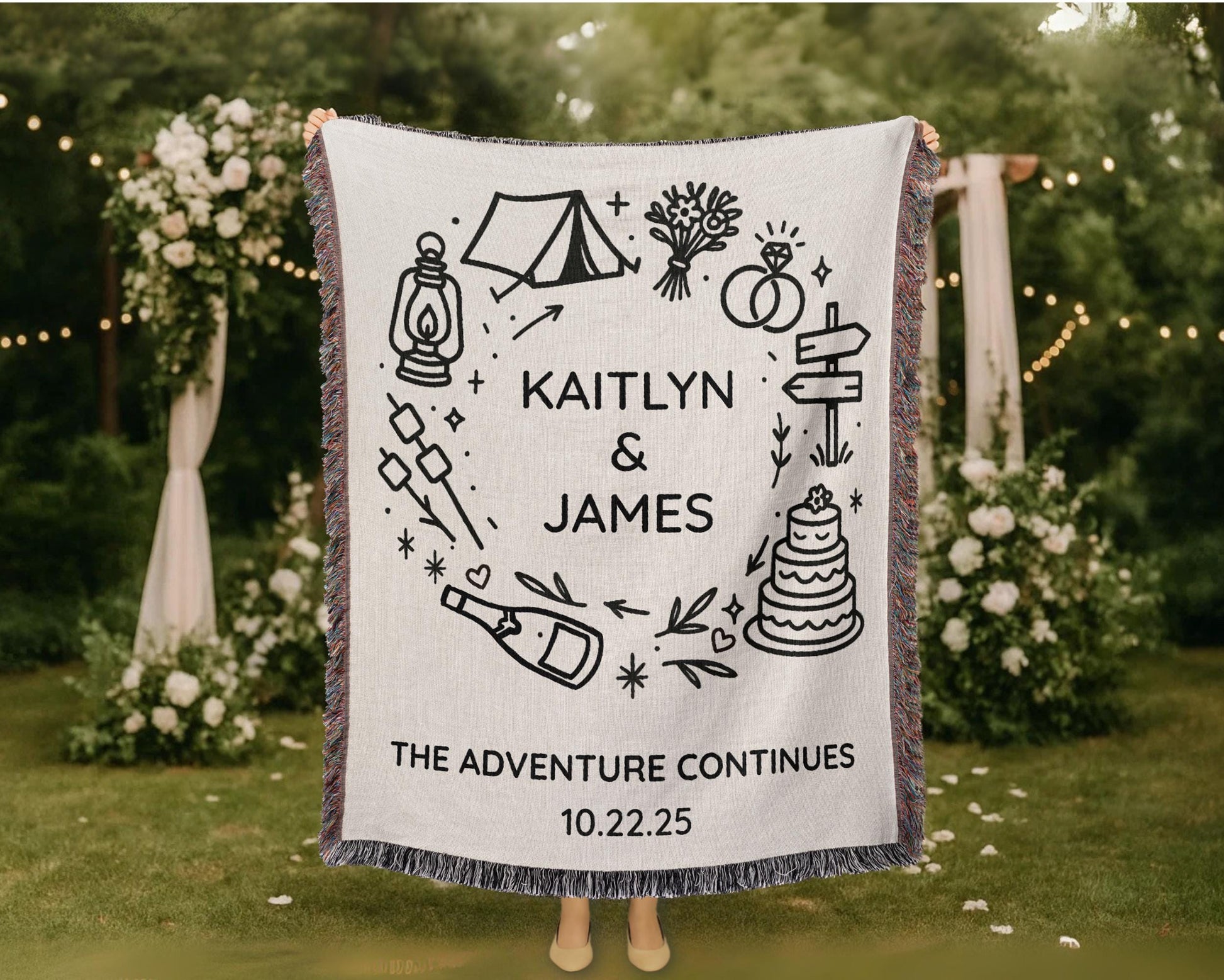 Camping Couple Custom Woven Blanket - Oh Happy Blankets