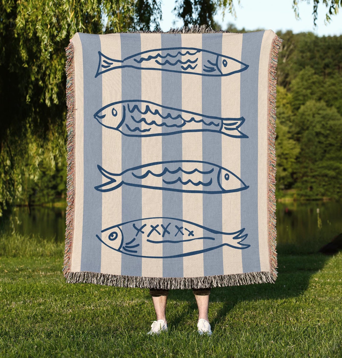 Sardine Art Woven Blanket