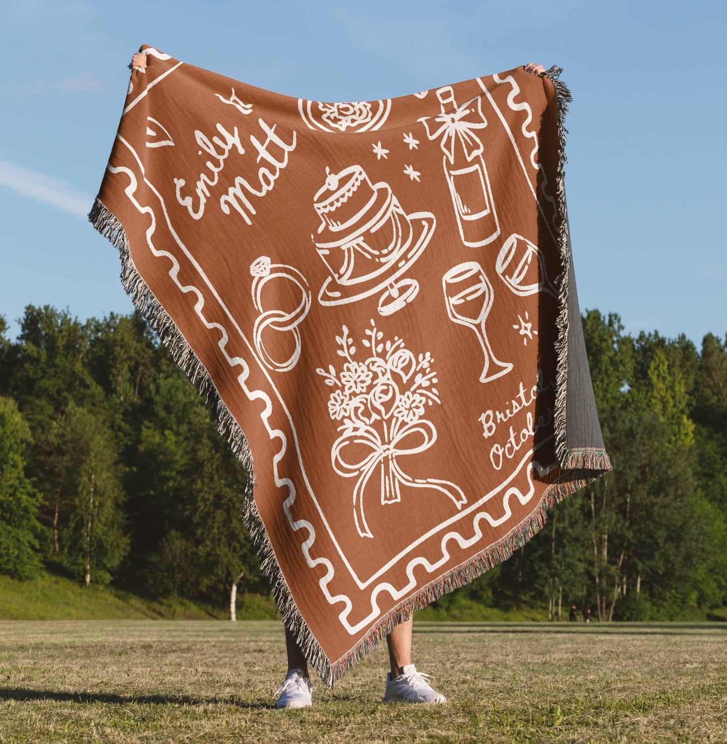 Terracotta Orange Wedding Woven Blanket