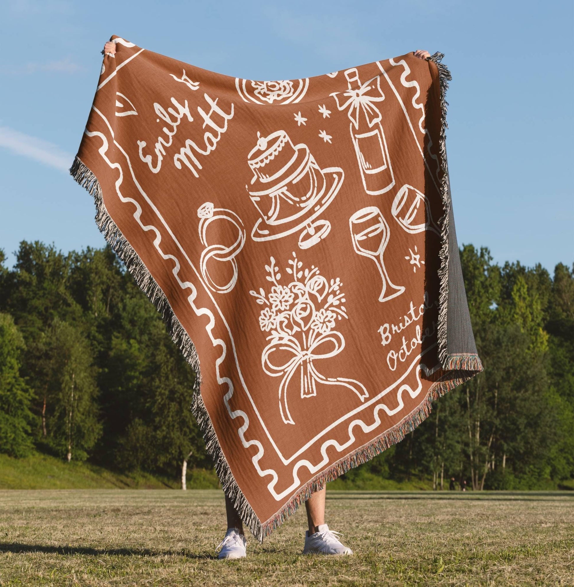 Terracotta Orange Wedding Woven Blanket - Oh Happy Blankets