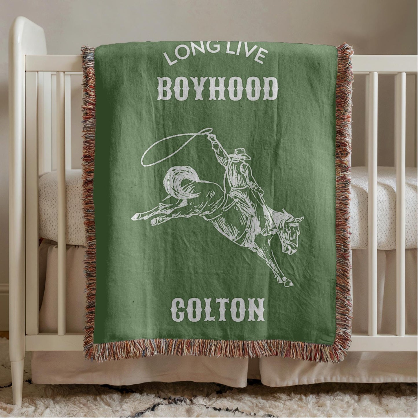 Green Western Nursery Woven Blanket