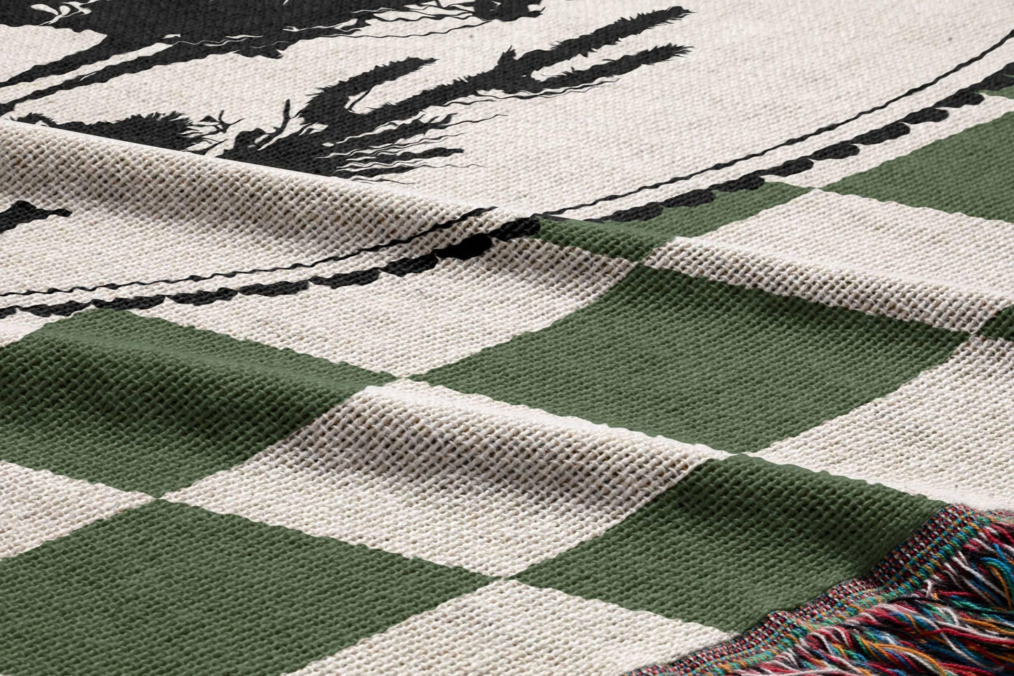 Green Cowboy Nursery Woven Blanket