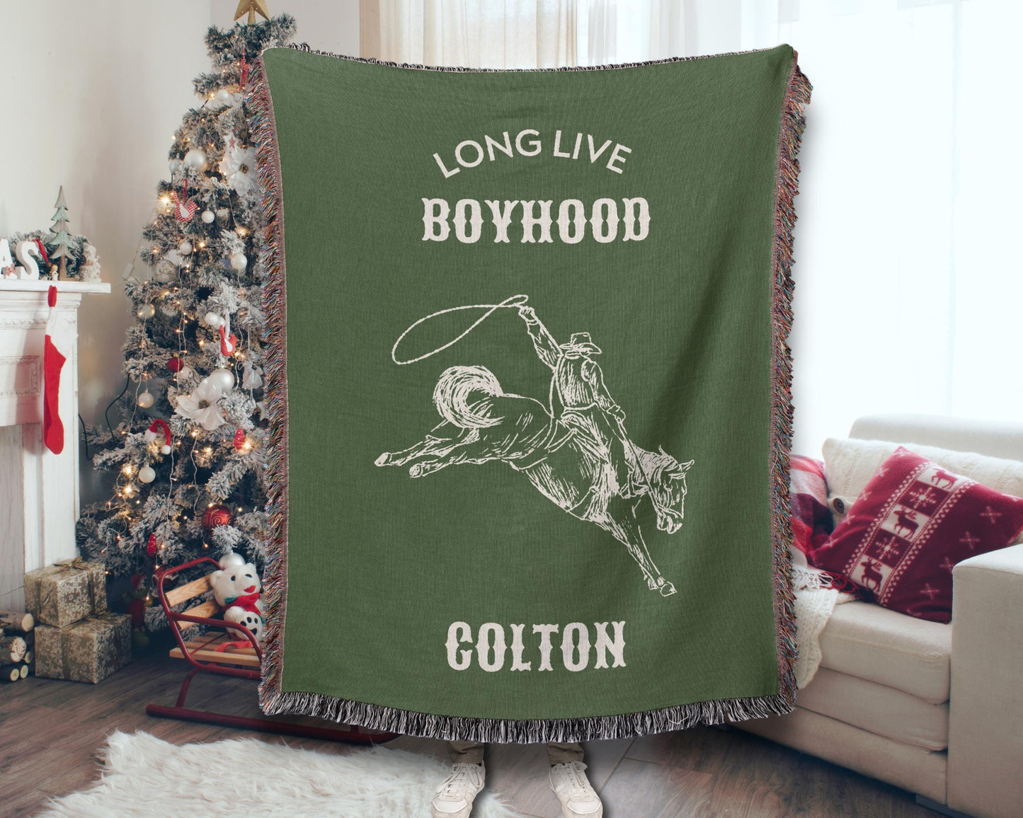 Green Western Nursery Woven Blanket
