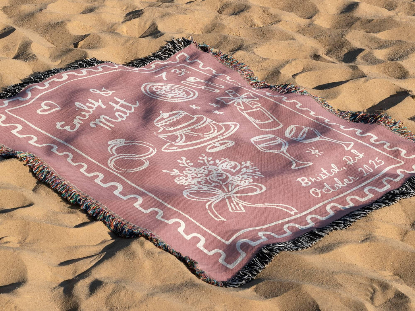 Rose Wedding Stamp Woven Blanket