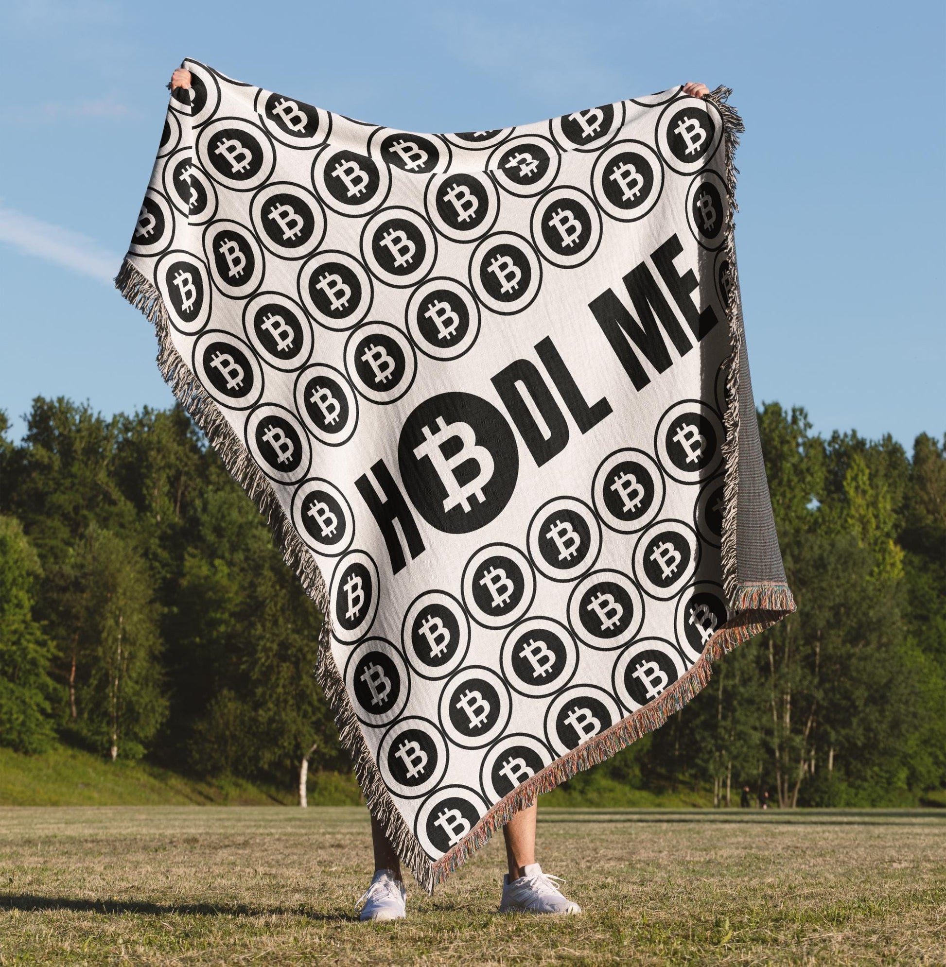 Bitcoin Crypto Woven Blanket Throw - Oh Happy Blankets