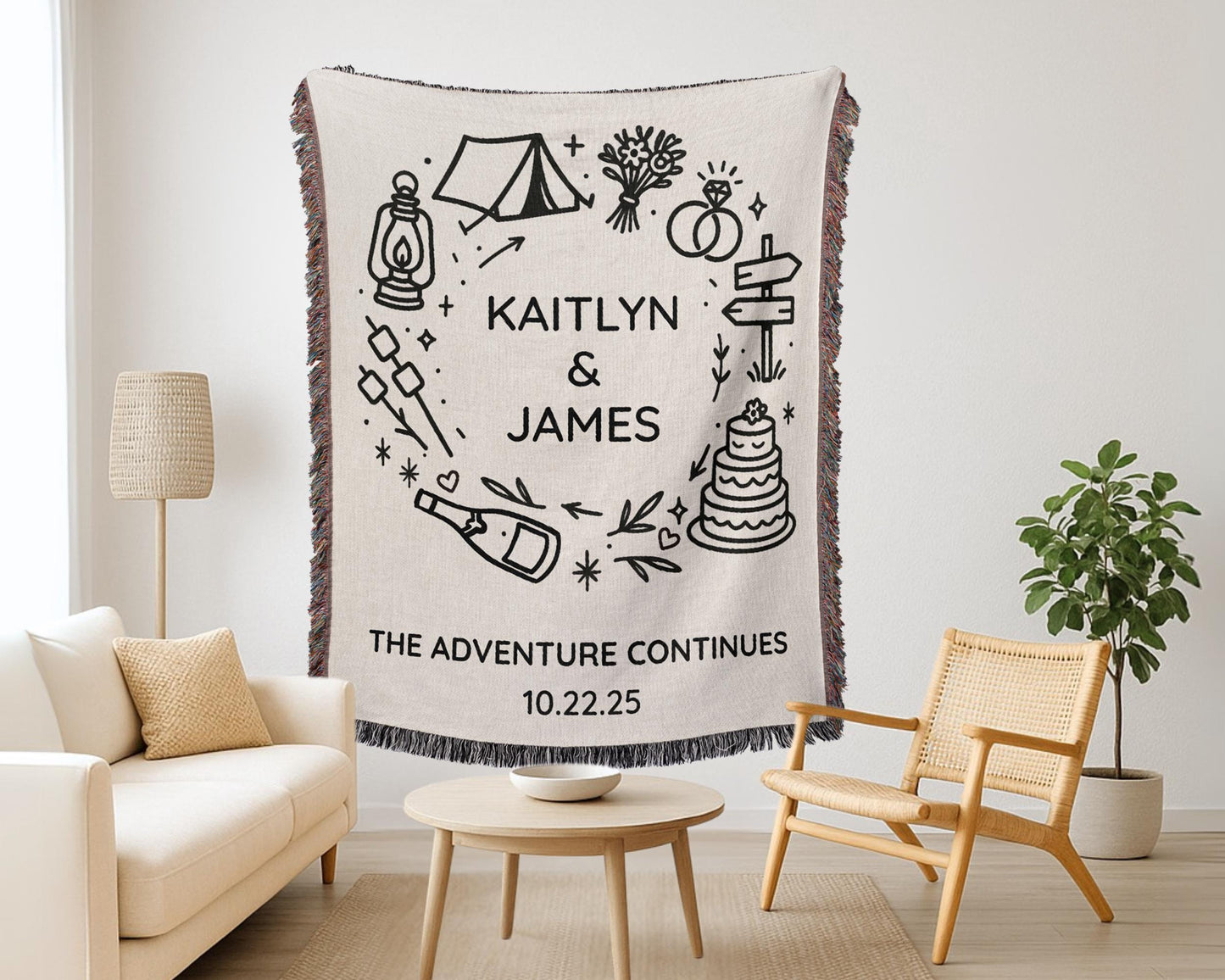 Camping Couple Custom Woven Blanket - Oh Happy Blankets