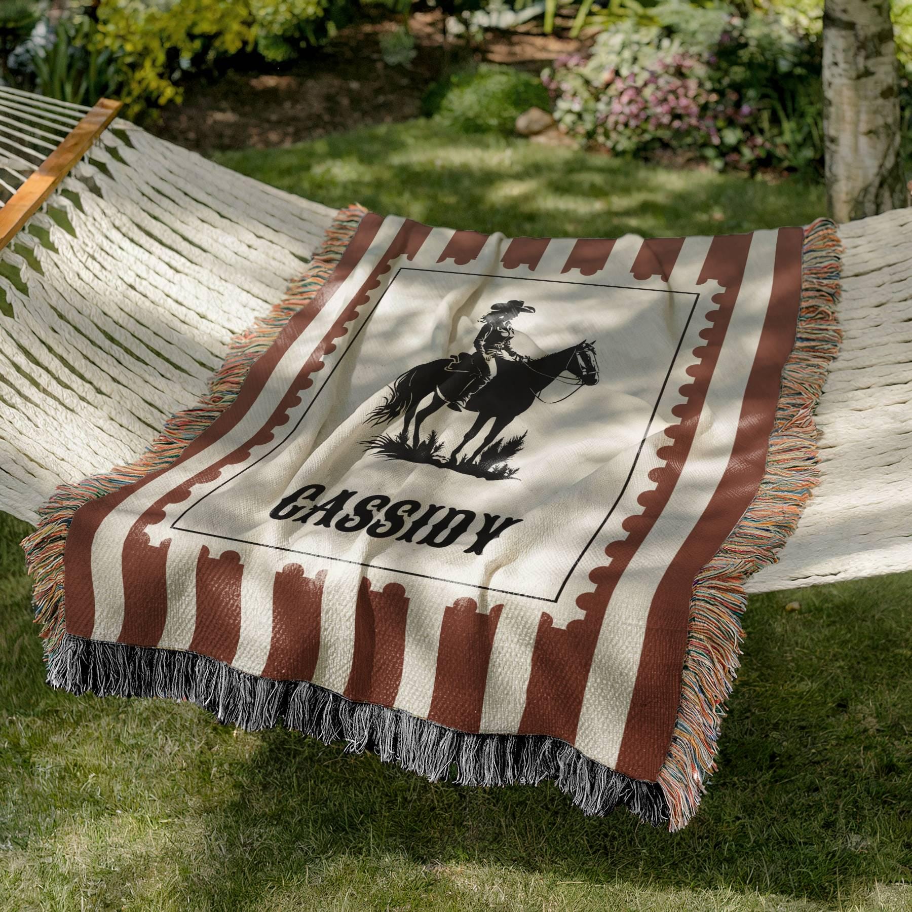 Vintage Cowgirl Custom Woven Blanket - Oh Happy Blankets