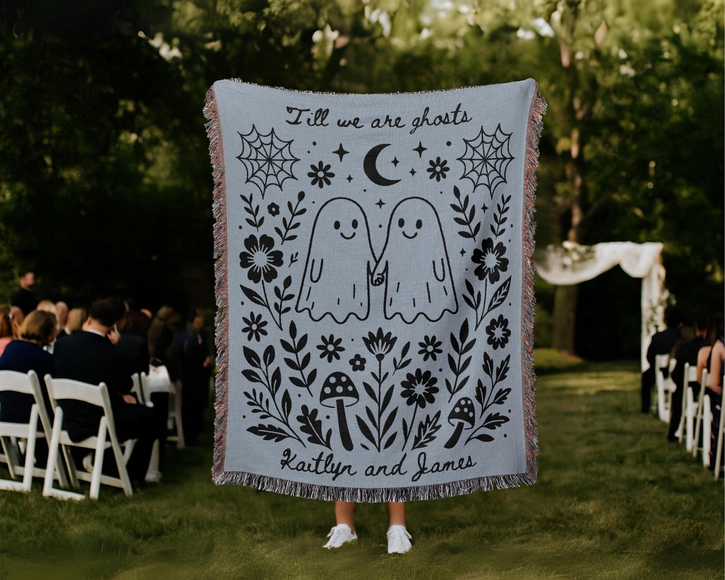 Custom Woven Ghost Couple Blanket