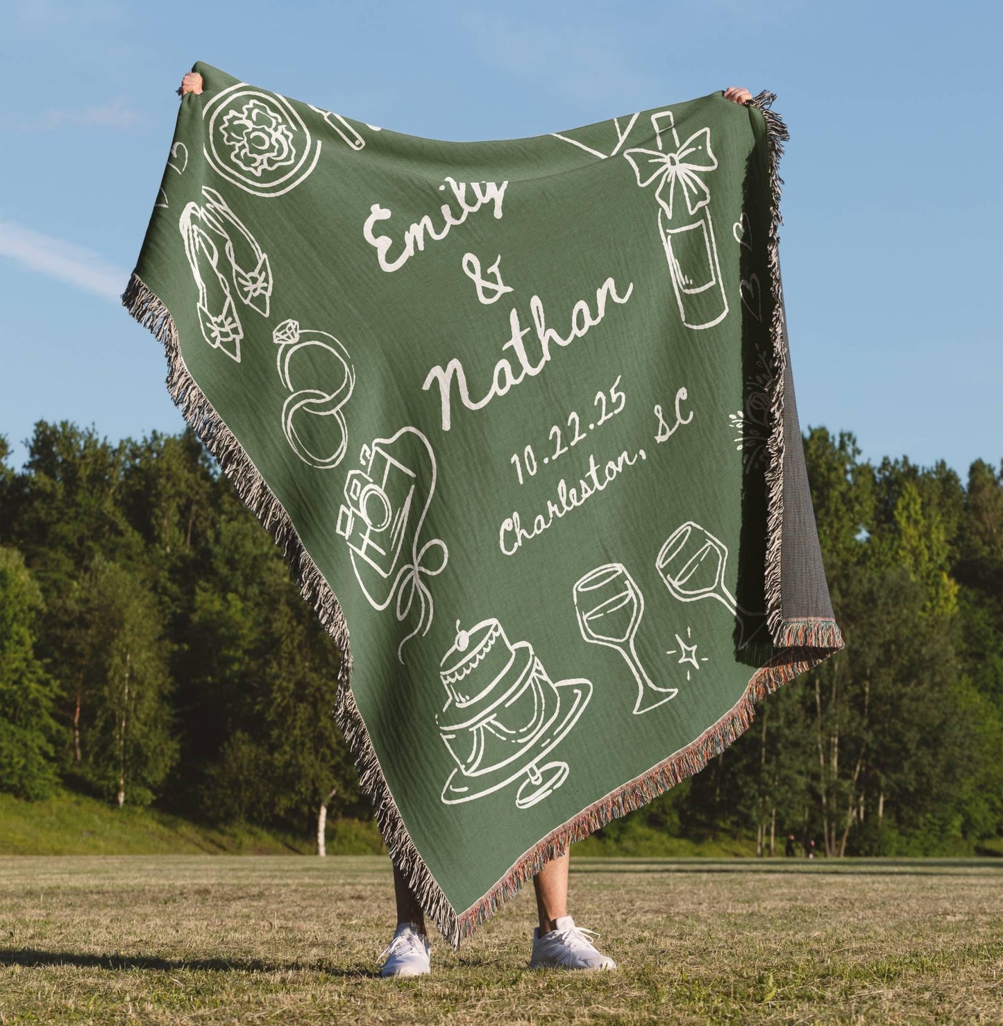 Green Wedding Woven Blanket