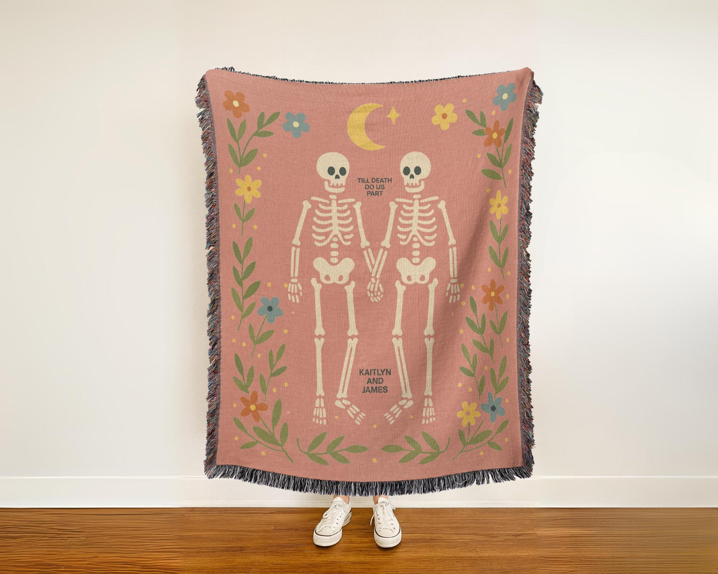 Personalized Skeleton Couple Woven Blanket