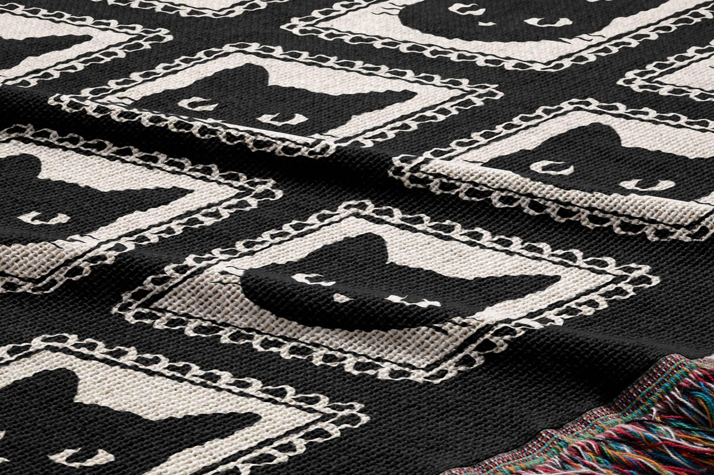 Gothic Black Cat Woven Blanket