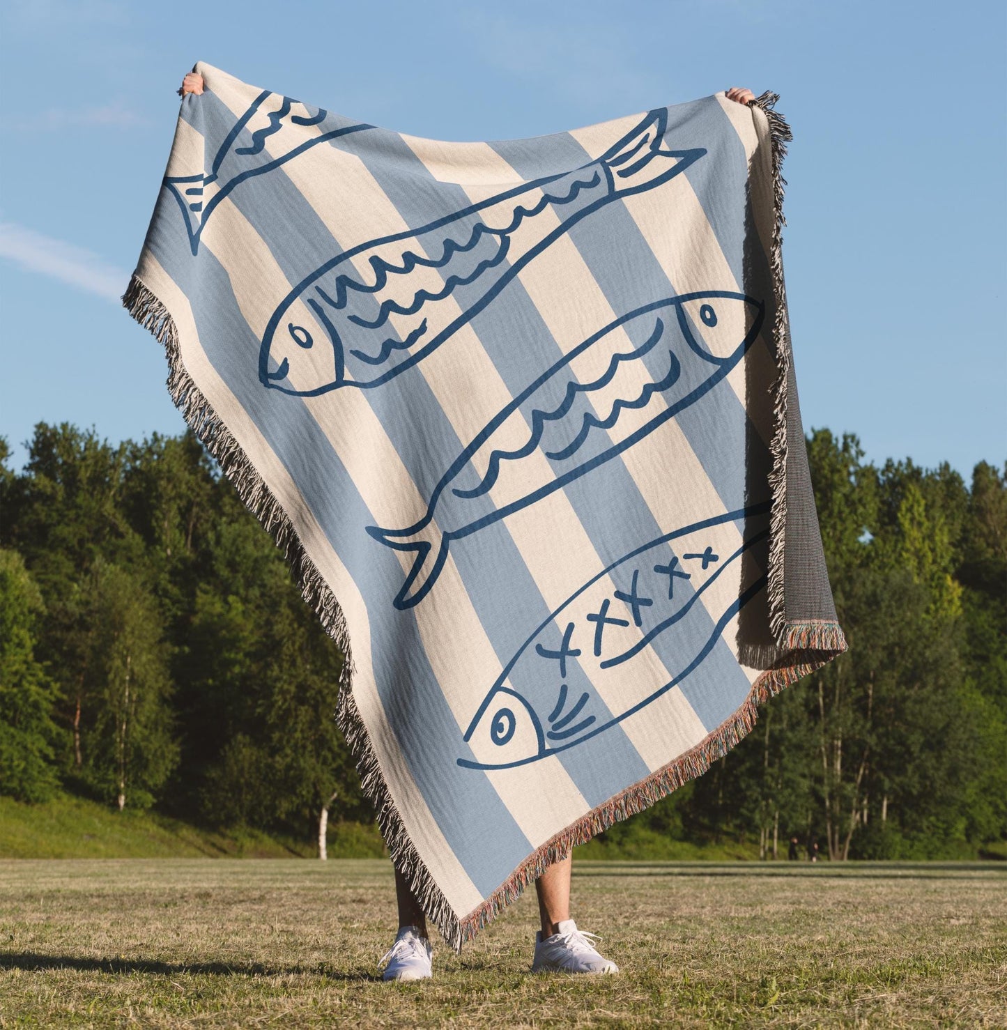 Sardine Art Woven Blanket