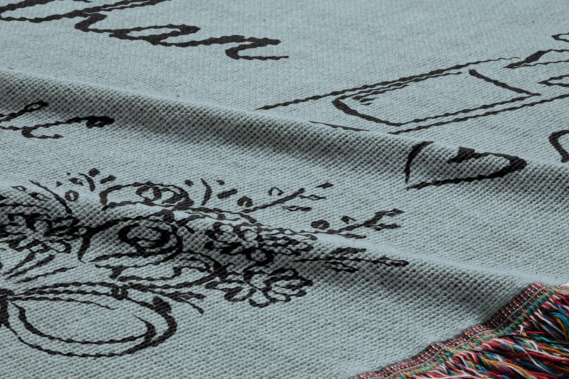 Light Blue Wedding Stamp Woven Blanket - Oh Happy Blankets