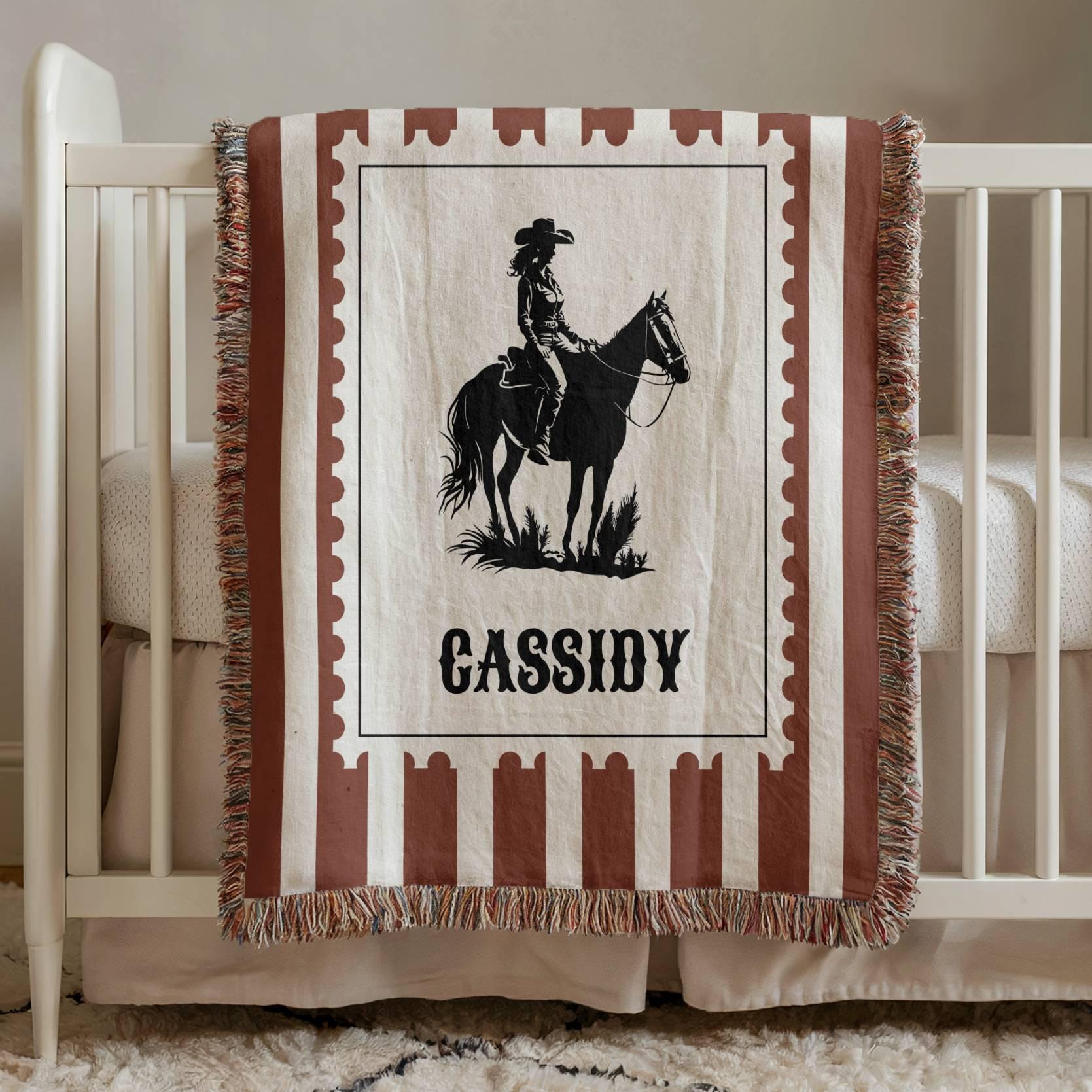 Vintage Cowgirl Custom Woven Blanket - Oh Happy Blankets
