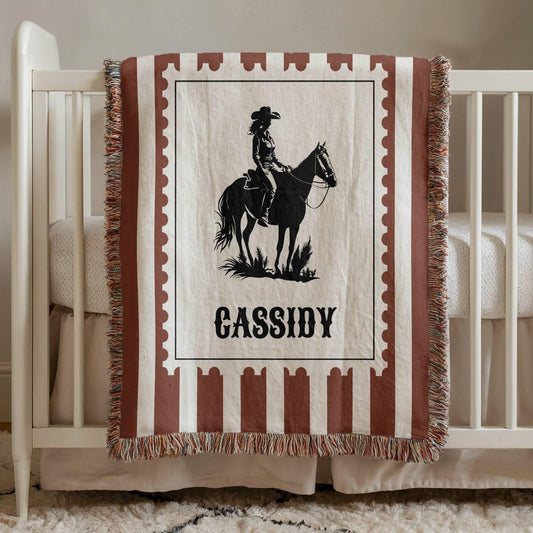 Vintage Cowgirl Custom Woven Blanket - Oh Happy Blankets