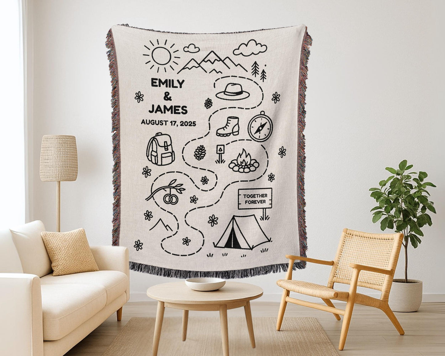 Personalized Adventure Camping Woven Blanket