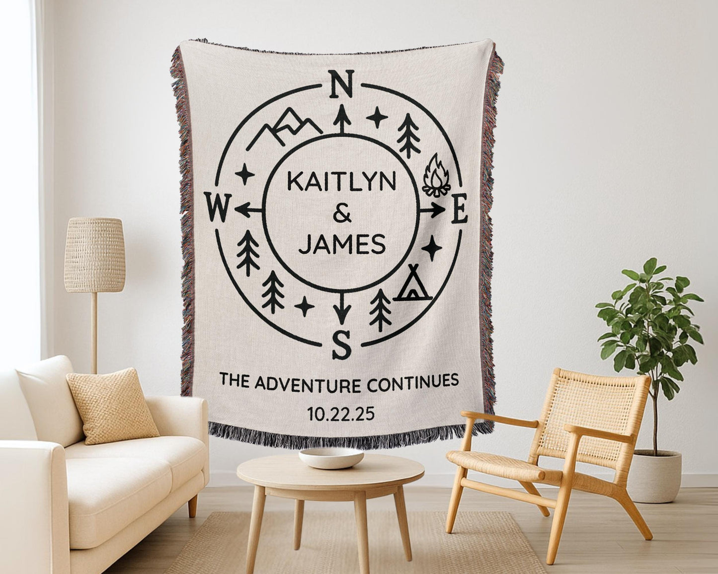 Outdoorsy Couples Woven Blanket